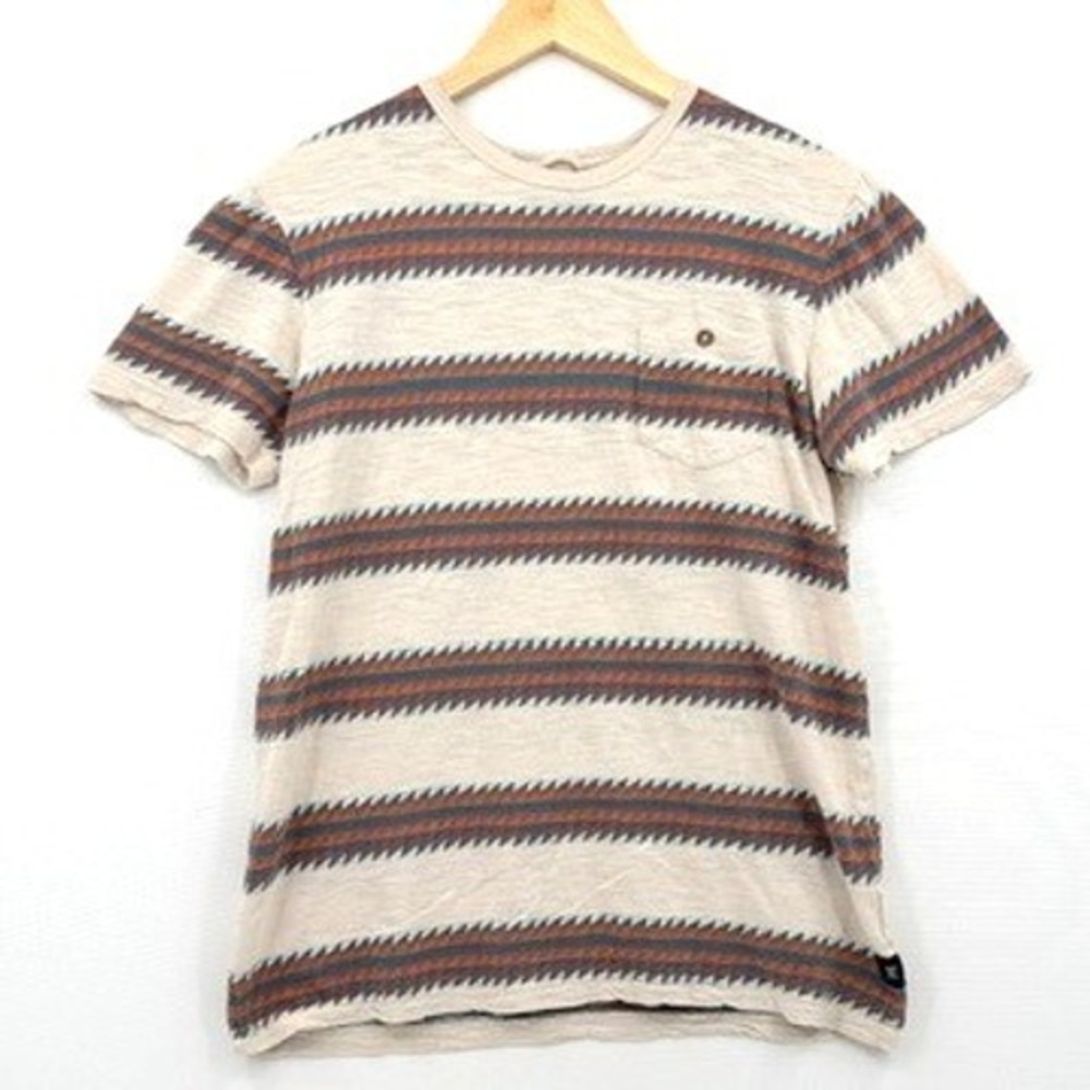 Roark Revival Striped Pocket T-Shirt Mens Large Beige Southwestern Boho Gorpcore